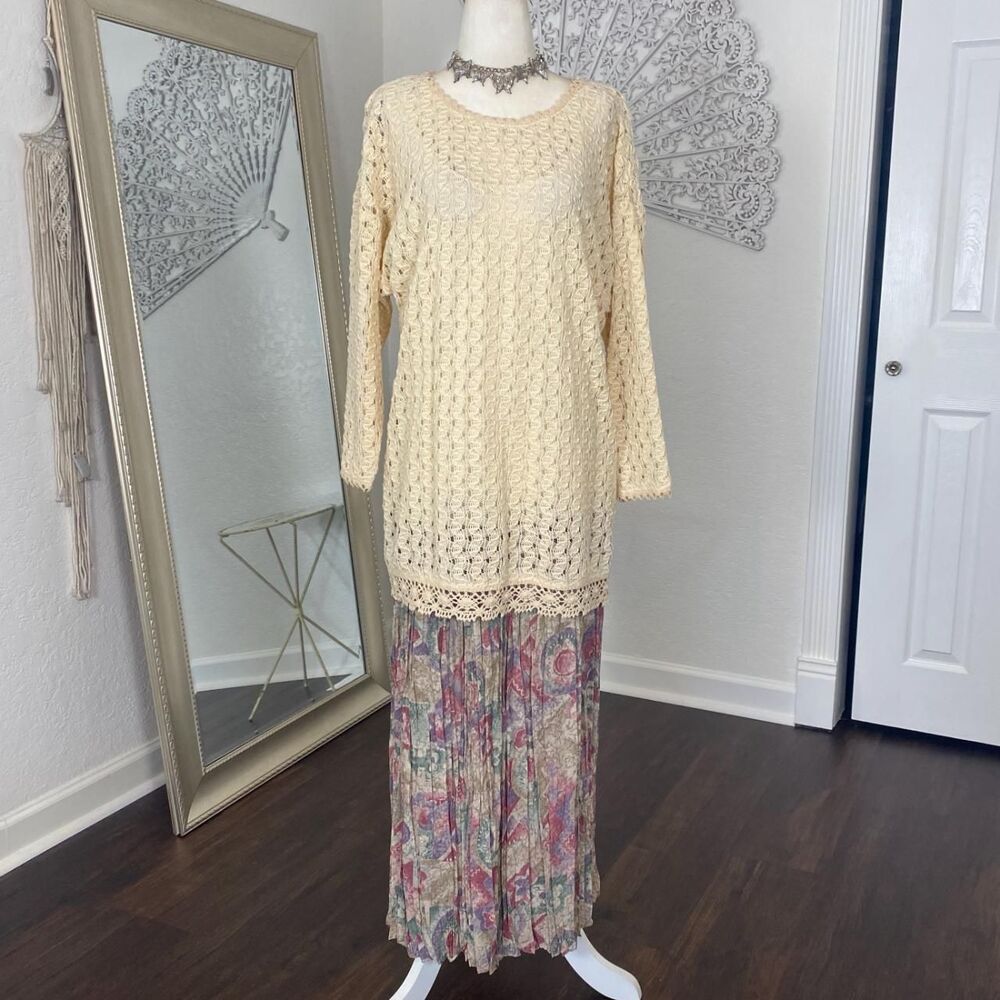 Vintage 1980s Made in USA Ethereal Fairy Grunge Layered 2 Piece Dress Set M - Picture 2 of 8